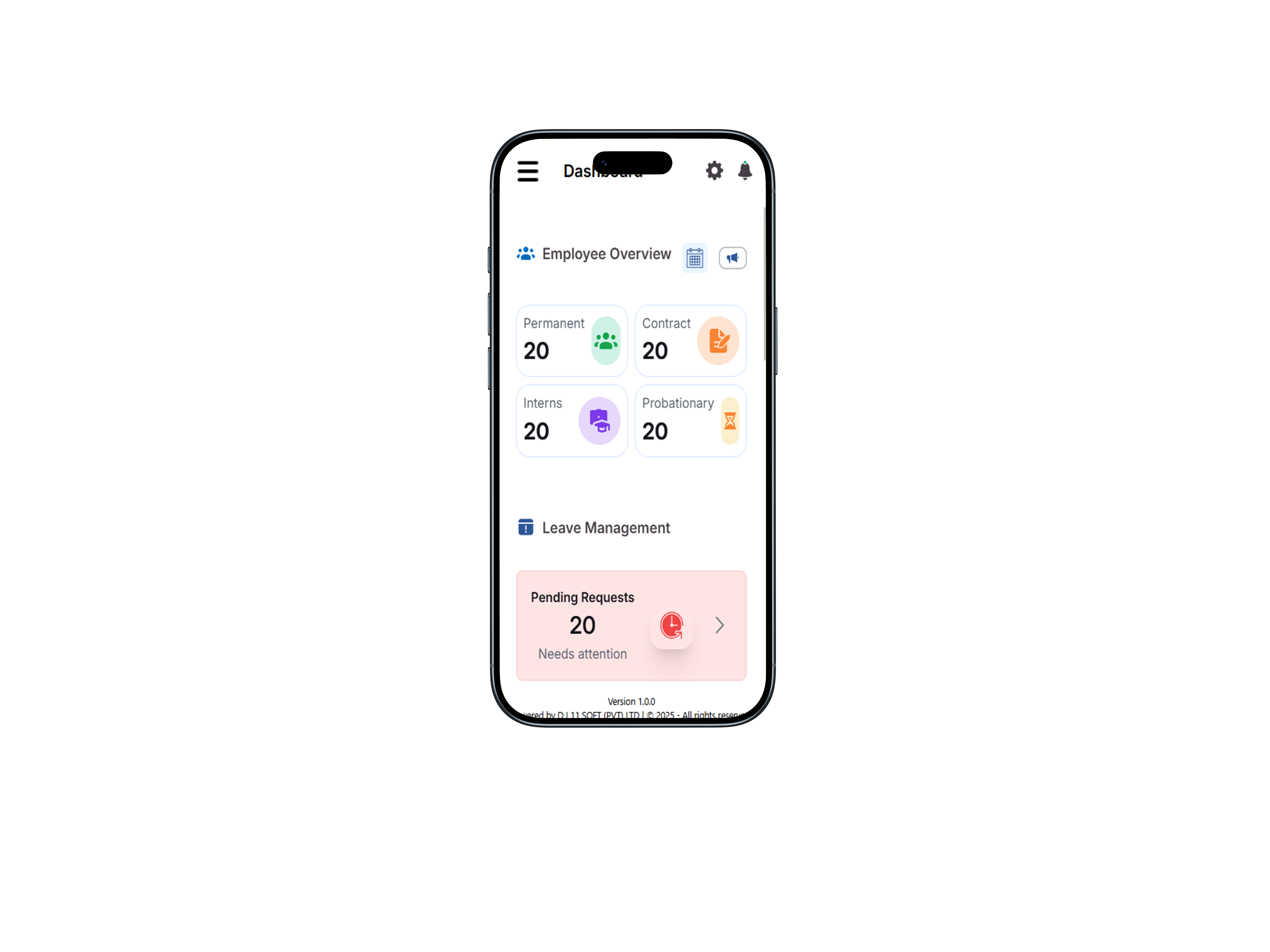 Human Resource Management System (HRMS) Dashboard on Mobile
